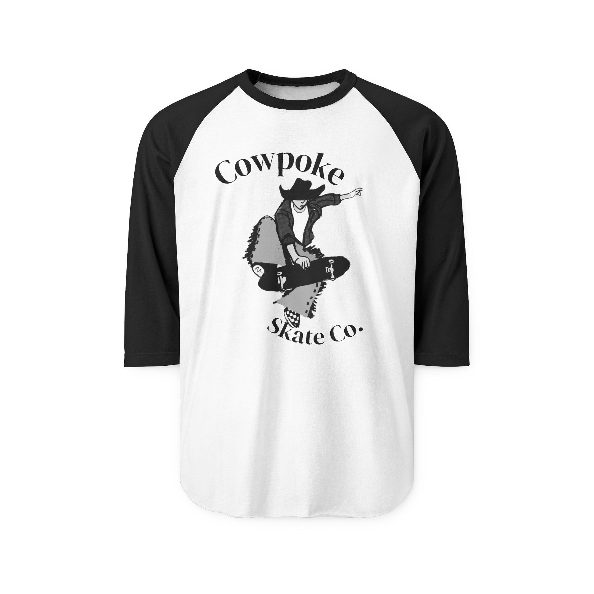 Retro Cowpoke Skate Co. Unisex Raglan Shirt, Casual Skate Tee, Vintage Graphic Tee, Unisex Shirt, Gift for Skater Friends, Summer Outfit