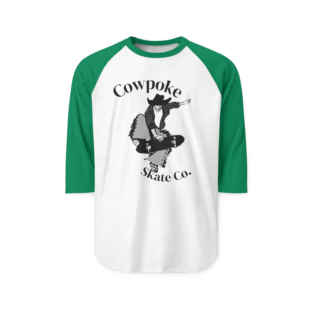 Retro Cowpoke Skate Co. Unisex Raglan Shirt, Casual Skate Tee, Vintage Graphic Tee, Unisex Shirt, Gift for Skater Friends, Summer Outfit