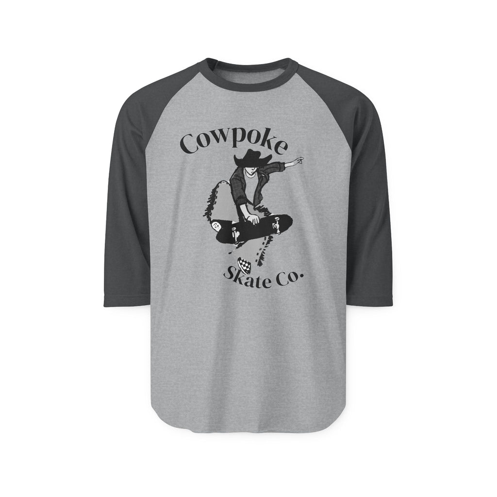 Retro Cowpoke Skate Co. Unisex Raglan Shirt, Casual Skate Tee, Vintage Graphic Tee, Unisex Shirt, Gift for Skater Friends, Summer Outfit