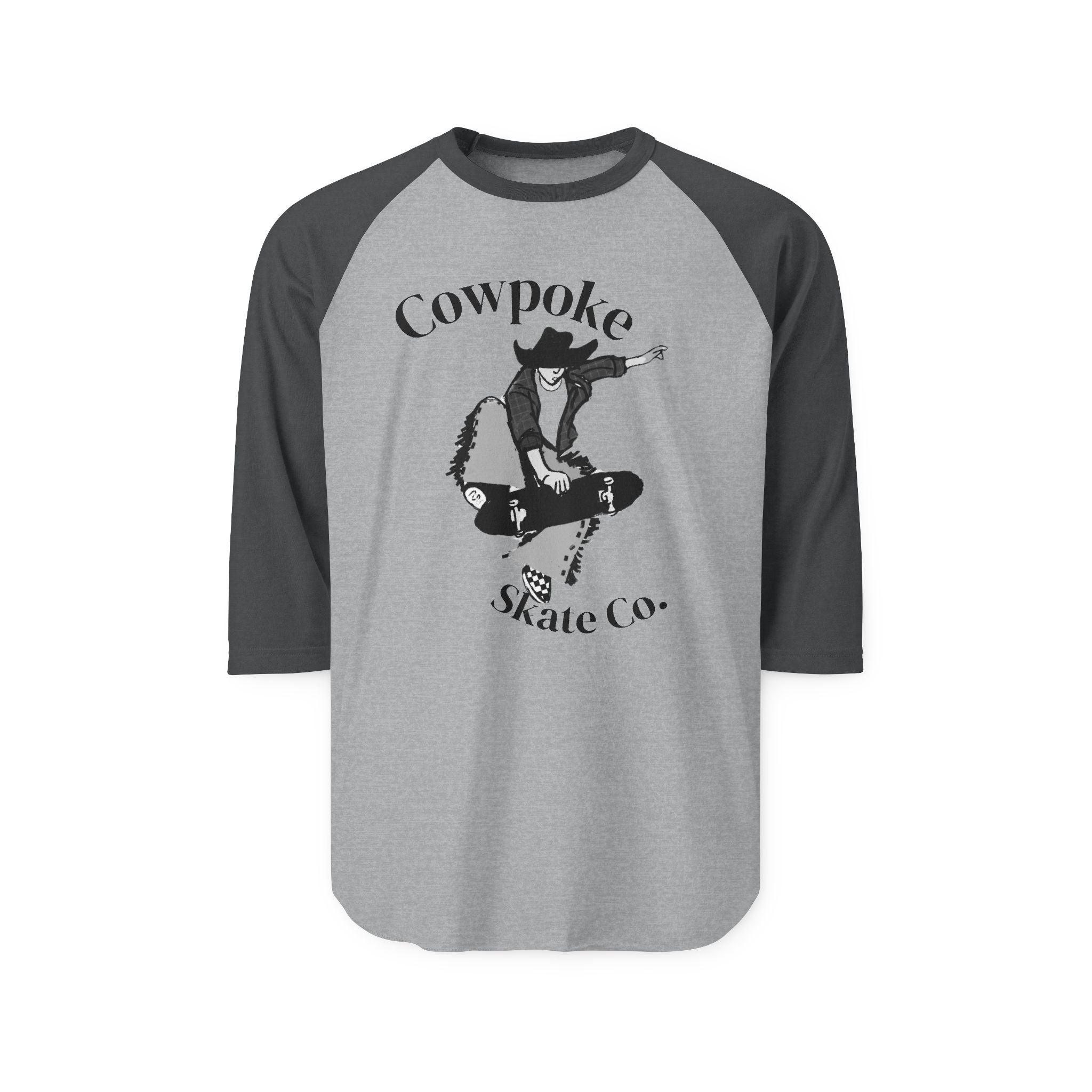 Retro Cowpoke Skate Co. Unisex Raglan Shirt, Casual Skate Tee, Vintage Graphic Tee, Unisex Shirt, Gift for Skater Friends, Summer Outfit