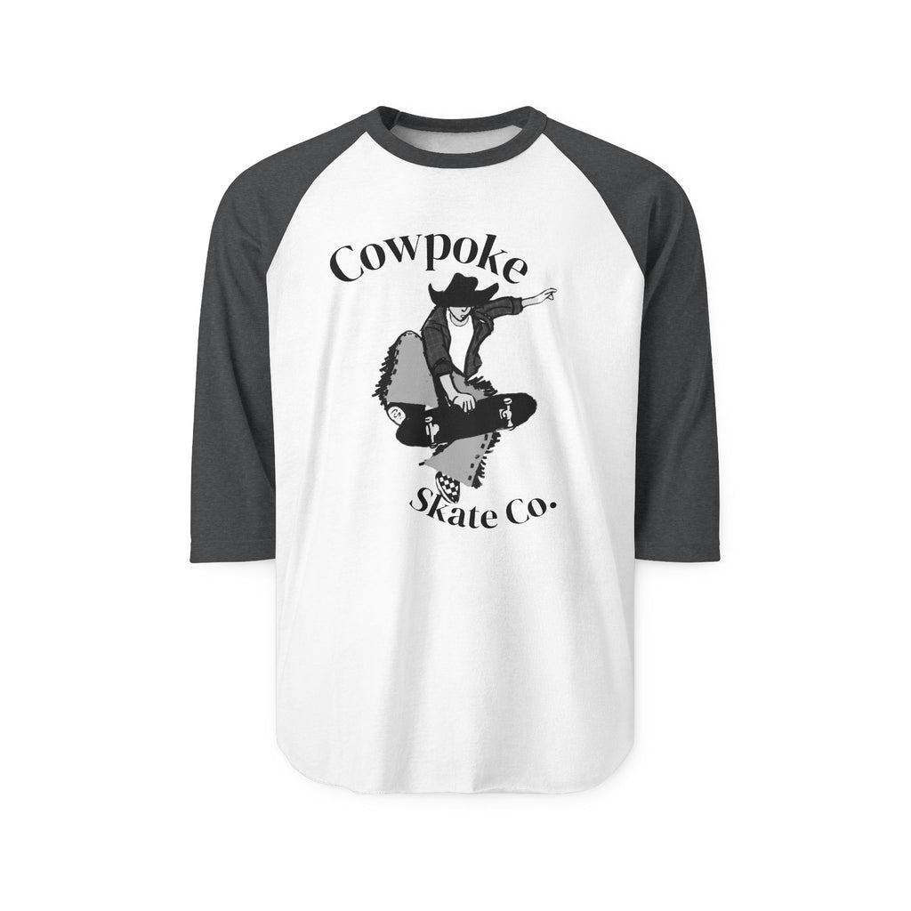 Retro Cowpoke Skate Co. Unisex Raglan Shirt, Casual Skate Tee, Vintage Graphic Tee, Unisex Shirt, Gift for Skater Friends, Summer Outfit