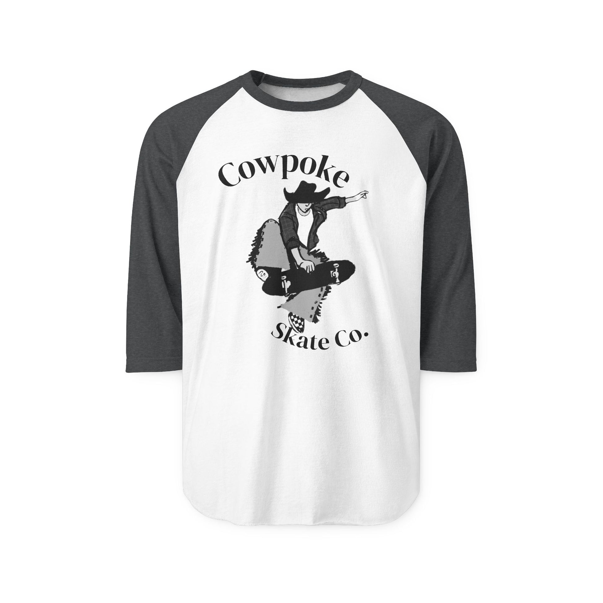 Retro Cowpoke Skate Co. Unisex Raglan Shirt, Casual Skate Tee, Vintage Graphic Tee, Unisex Shirt, Gift for Skater Friends, Summer Outfit
