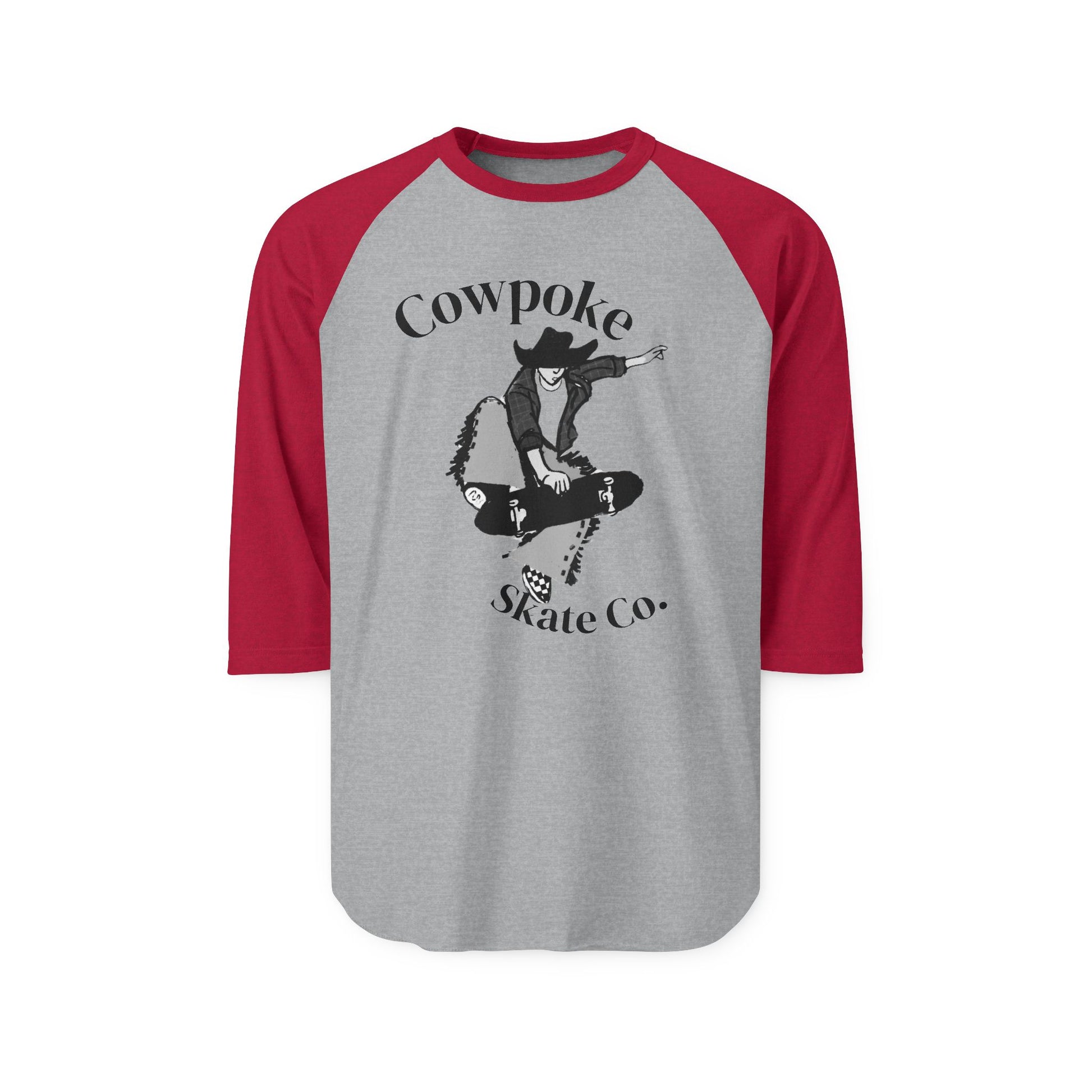 Retro Cowpoke Skate Co. Unisex Raglan Shirt, Casual Skate Tee, Vintage Graphic Tee, Unisex Shirt, Gift for Skater Friends, Summer Outfit