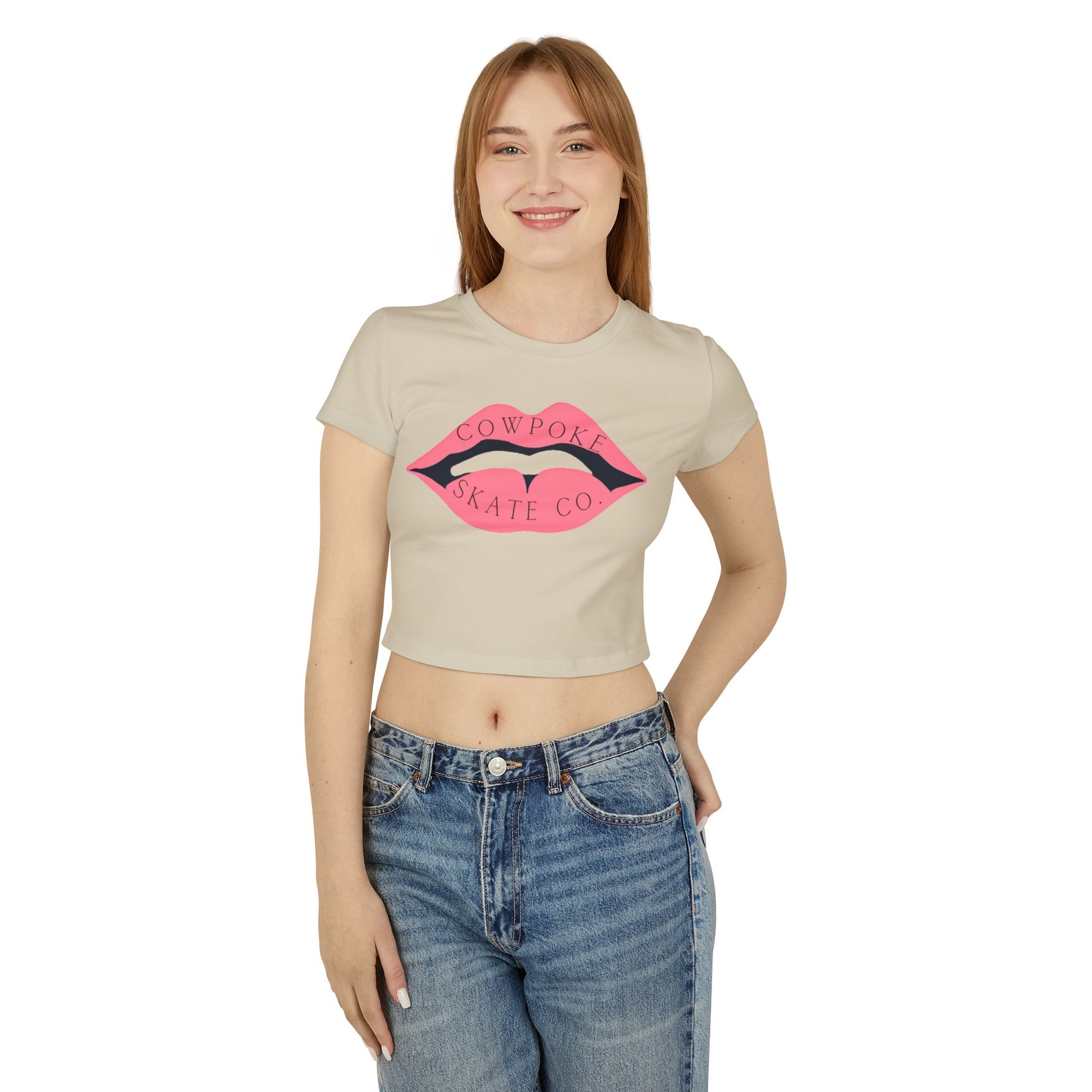 Trendy Women's Baby Tee with Cowpoke Design, Cute Graphic Shirt, Fashion Top, Summer Casual Wear, Gift for Skateboarders