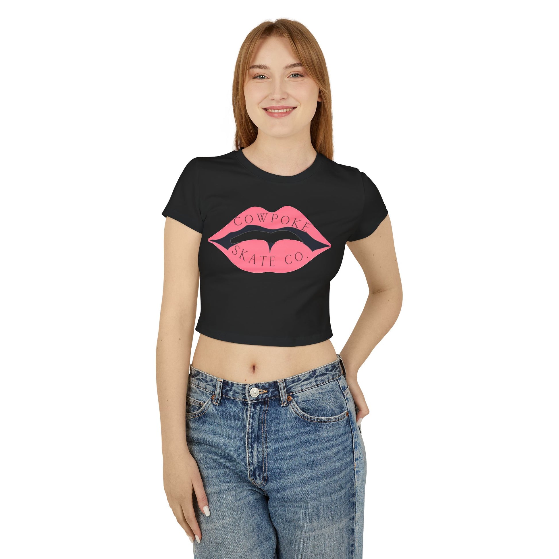 Trendy Women's Baby Tee with Cowpoke Design, Cute Graphic Shirt, Fashion Top, Summer Casual Wear, Gift for Skateboarders
