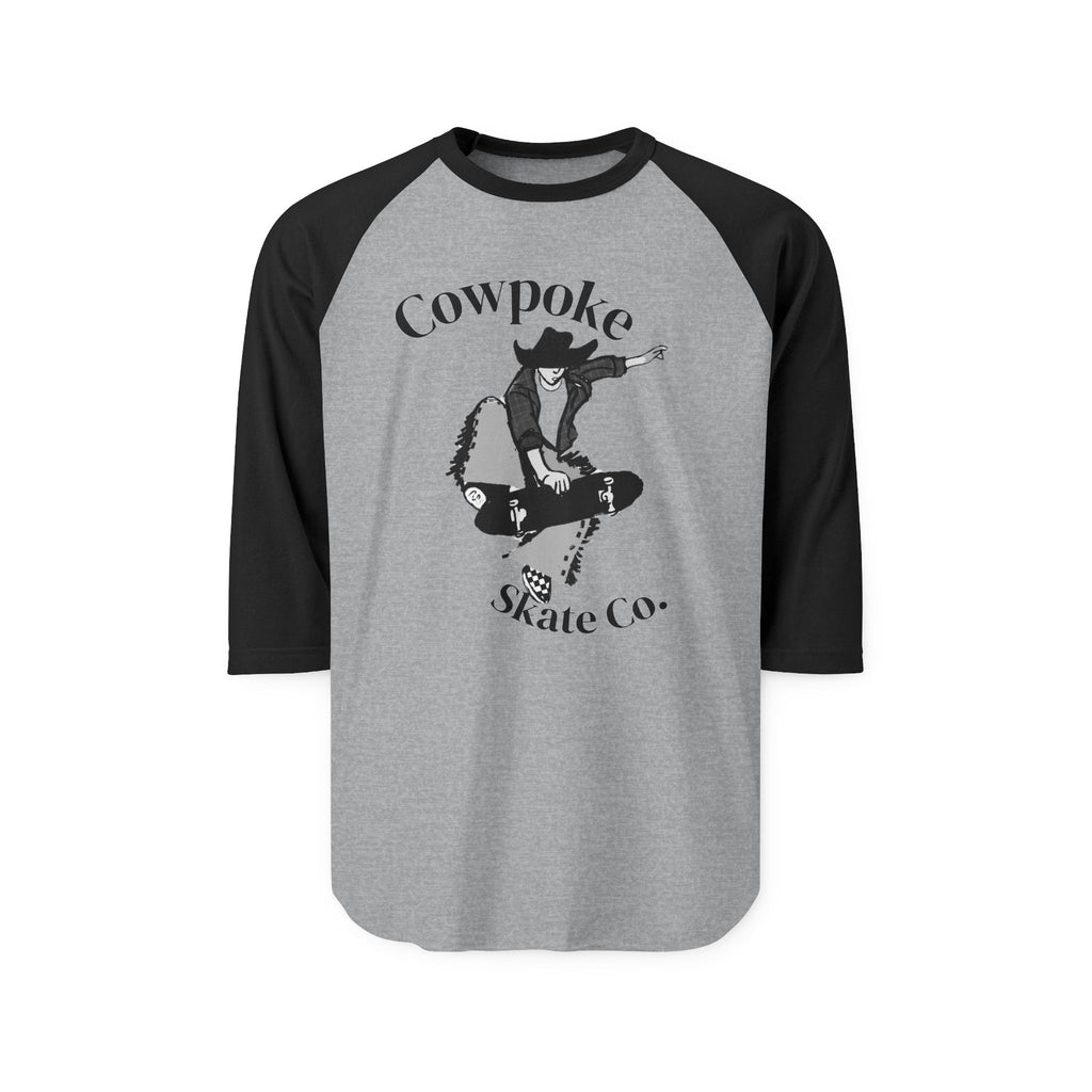 Retro Cowpoke Skate Co. Unisex Raglan Shirt, Casual Skate Tee, Vintage Graphic Tee, Unisex Shirt, Gift for Skater Friends, Summer Outfit