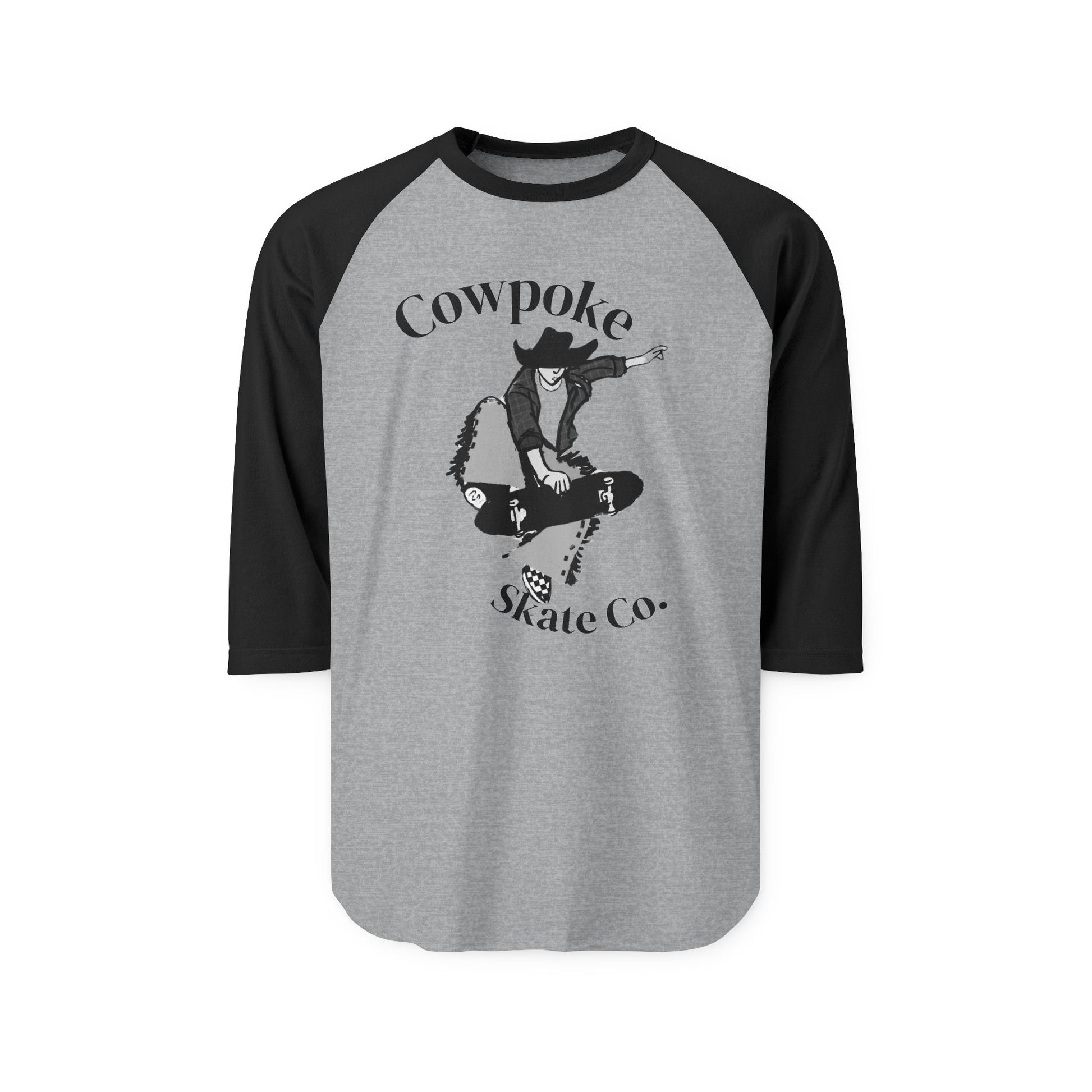 Retro Cowpoke Skate Co. Unisex Raglan Shirt, Casual Skate Tee, Vintage Graphic Tee, Unisex Shirt, Gift for Skater Friends, Summer Outfit